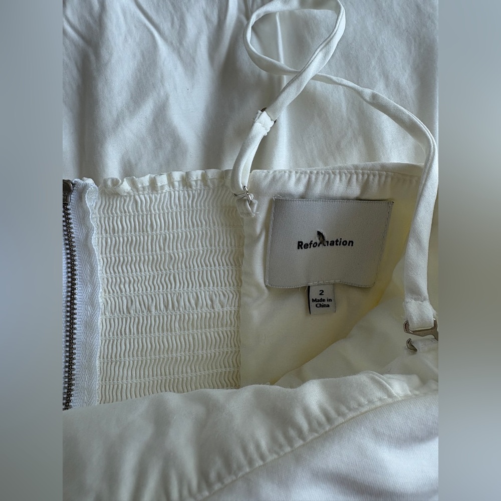 Reformation Lissa Cotton Midi Dress White Ivory Removable Strap | US 2 UK 6 - Picture 10 of 14
